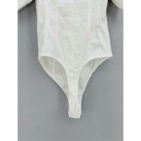 Intimately Free People Womens White Not So Basic Puff Sleeves Bodysuit Small - Picture 7 of 9